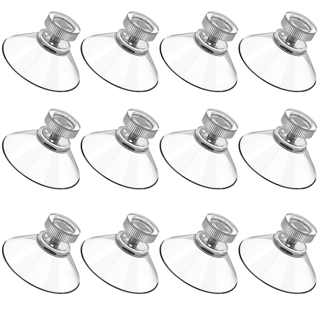 12PCS Clear PVC Suction Cups with Transparent Screw Hooks for Multiple Surfaces and Easy Installation