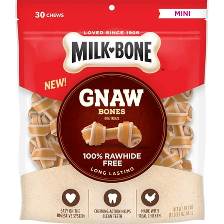 Milk-Bone GnawBones Knotted Bones, Rawhide-Free, Chicken, Mini, 19.1