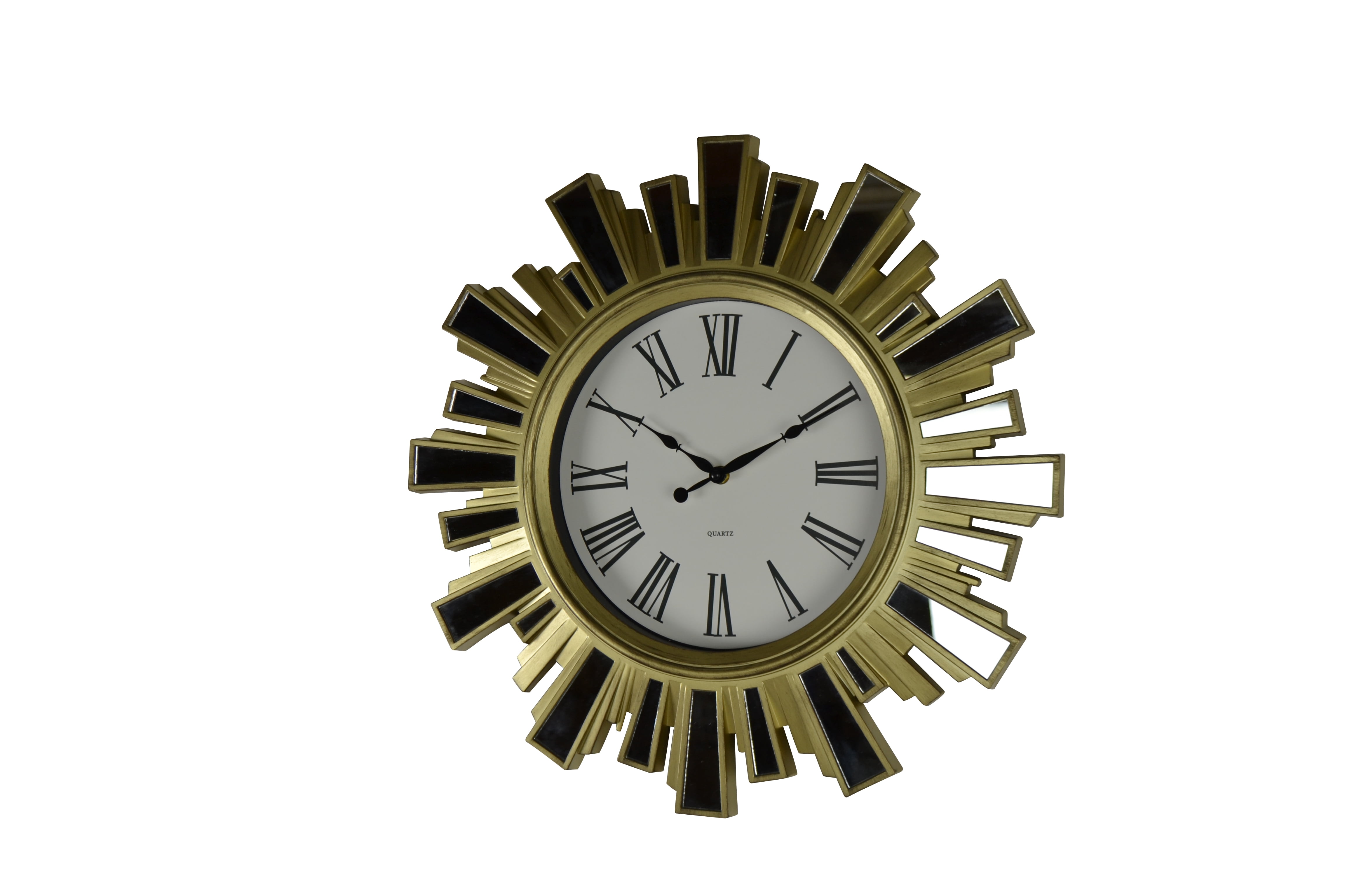 19" Inch Gold and Mirror Starburst Wall Clock