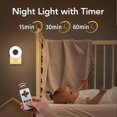thumbnail image 4 of Luz de noche para niños, juego de 2 luces de noche con enchufe eléctrico, 3 colores y 10 niveles de brillo, luz de noche LED con reloj, luz de noche para bebé con control remoto, Ni, 4 of 4