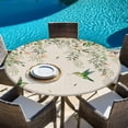 thumbnail image 6 of Watercolor Floral Round Tablecloth, Fitted Table Cover with Elastic for 36"-44" Round Tables, Spring Flowers Birds Plants Country Beige Table Cloth Outdoor Indoor Dinning Party Waterproof Tablecloths, 6 of 7