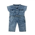 thumbnail image 1 of Baby Girl Denim Romper Long Jumpsuit Outfit, 1 of 5