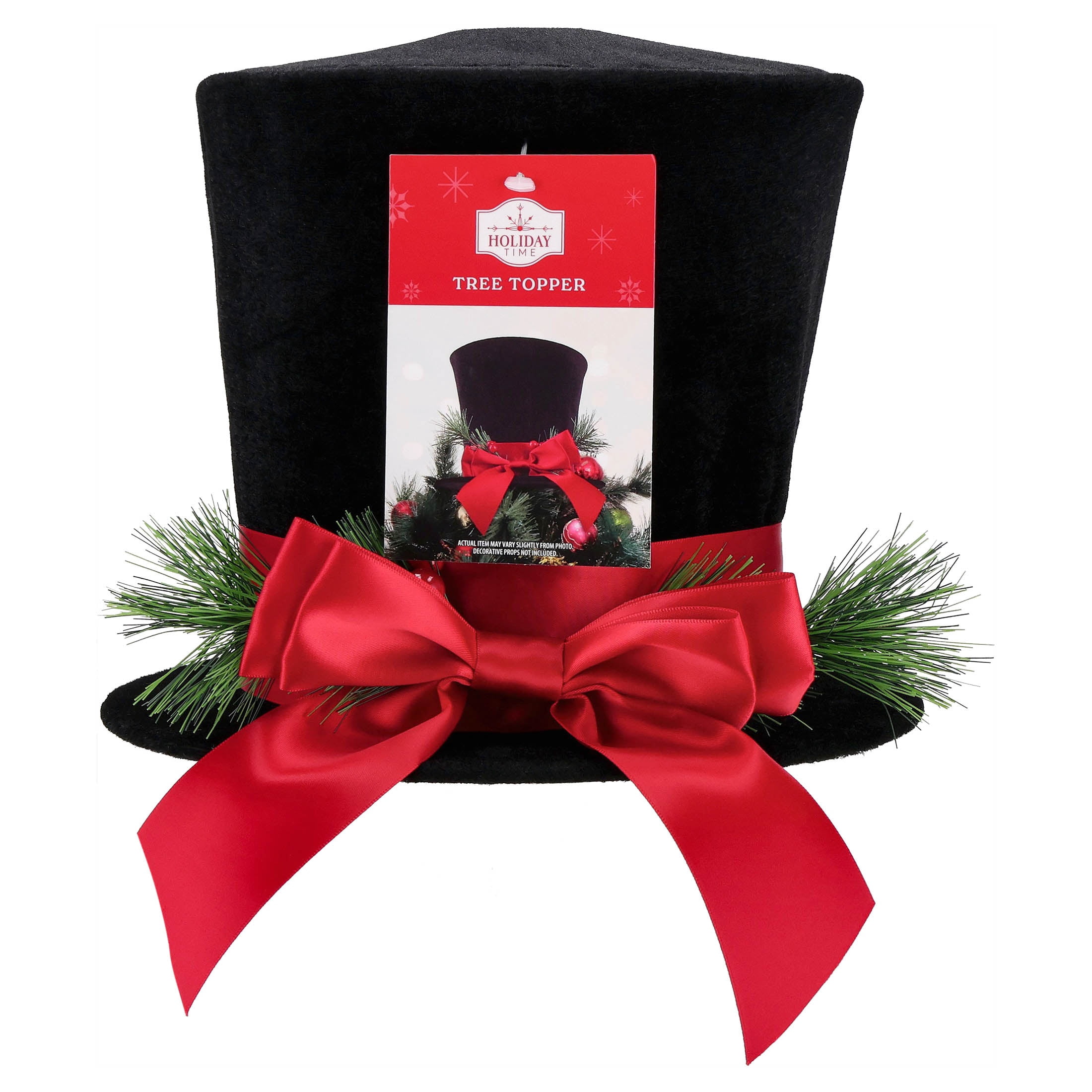 Top Hat Christmas Decoration, Black and Red, 7.5", by Holiday Time