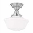 thumbnail image 3 of Design Classics Lighting Polished Nickel 12 Inch Schoolhouse Semi Flush Mount Ceiling Light with Milk Glass Shade, 3 of 3