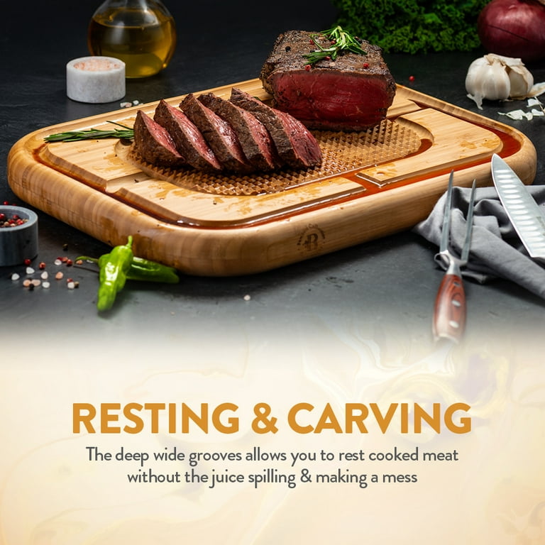 Carving Cutting Board, Large Turkey Bamboo Board with Juice Groove, Kitchen  Wood Chopping Board, Heavy Duty, Reversible, Thick Serving Tray with  Spikes, Stabilizes Meat While Carving 17*13*2 