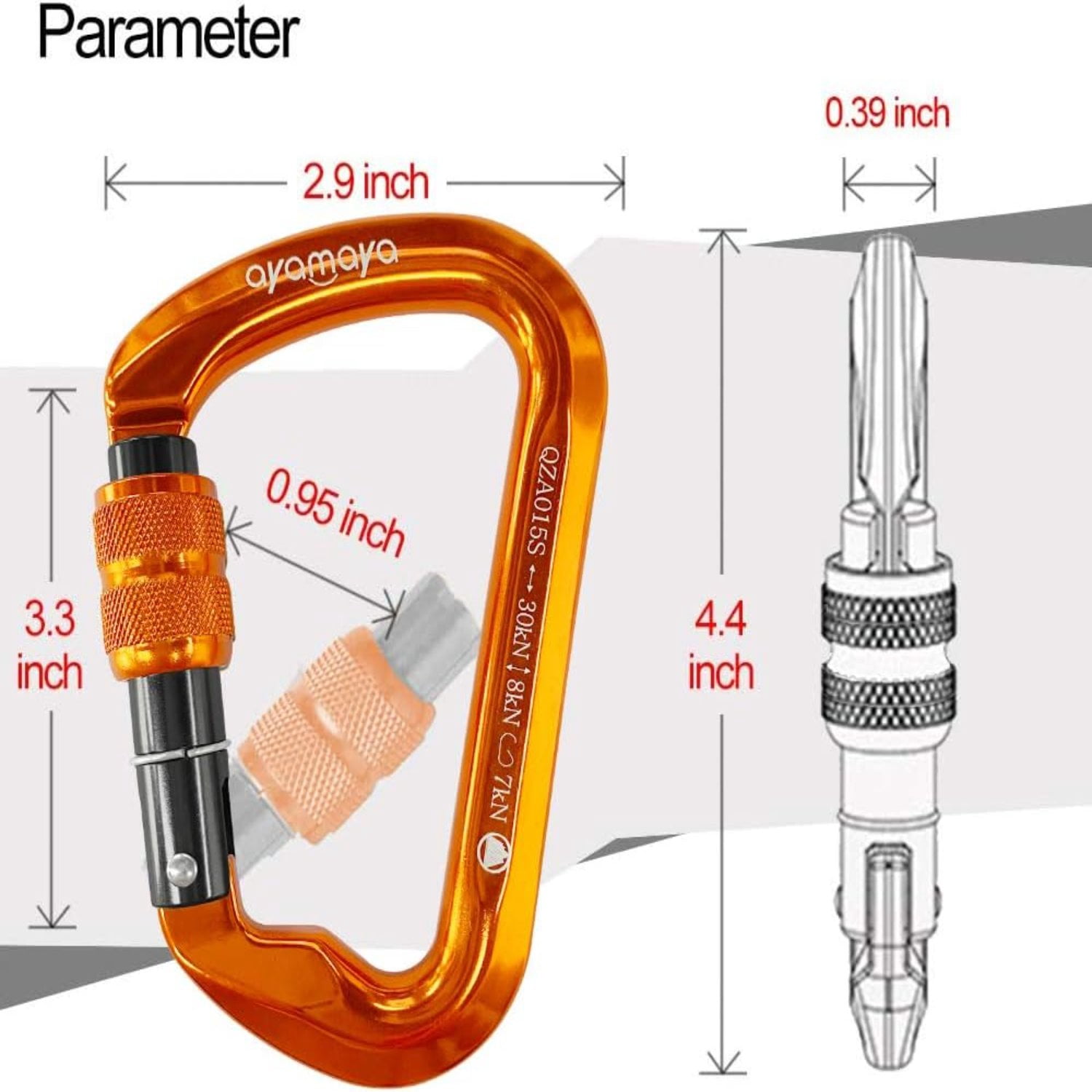 3-Pack Screwgate Locking Carabiners – 30kN (6,744 lbs) Heavy-Duty D-Shaped Carabiners for Rock Climbing, Rappelling