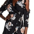 thumbnail image 2 of Romeo & Juliet BLACK MULTI Women's Cold Shoulder Faux Wrap Mini Dress S, 2 of 4