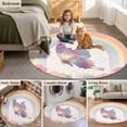 thumbnail image 6 of Purple Butterfly Round Area Rug 4ft, Cute Rainbow Spring Floral Botanical Washable Non-Slip Circle Rugs for Bedroom Living Room Kitchen, Soft Non Shedding Circle Carpet for Dining Room Dorm, 6 of 9