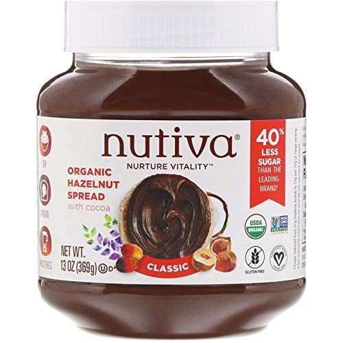 Nutiva Organic, nonGMO, Vegan Hazelnut Spread , Classic Chocolate, 13ounce
