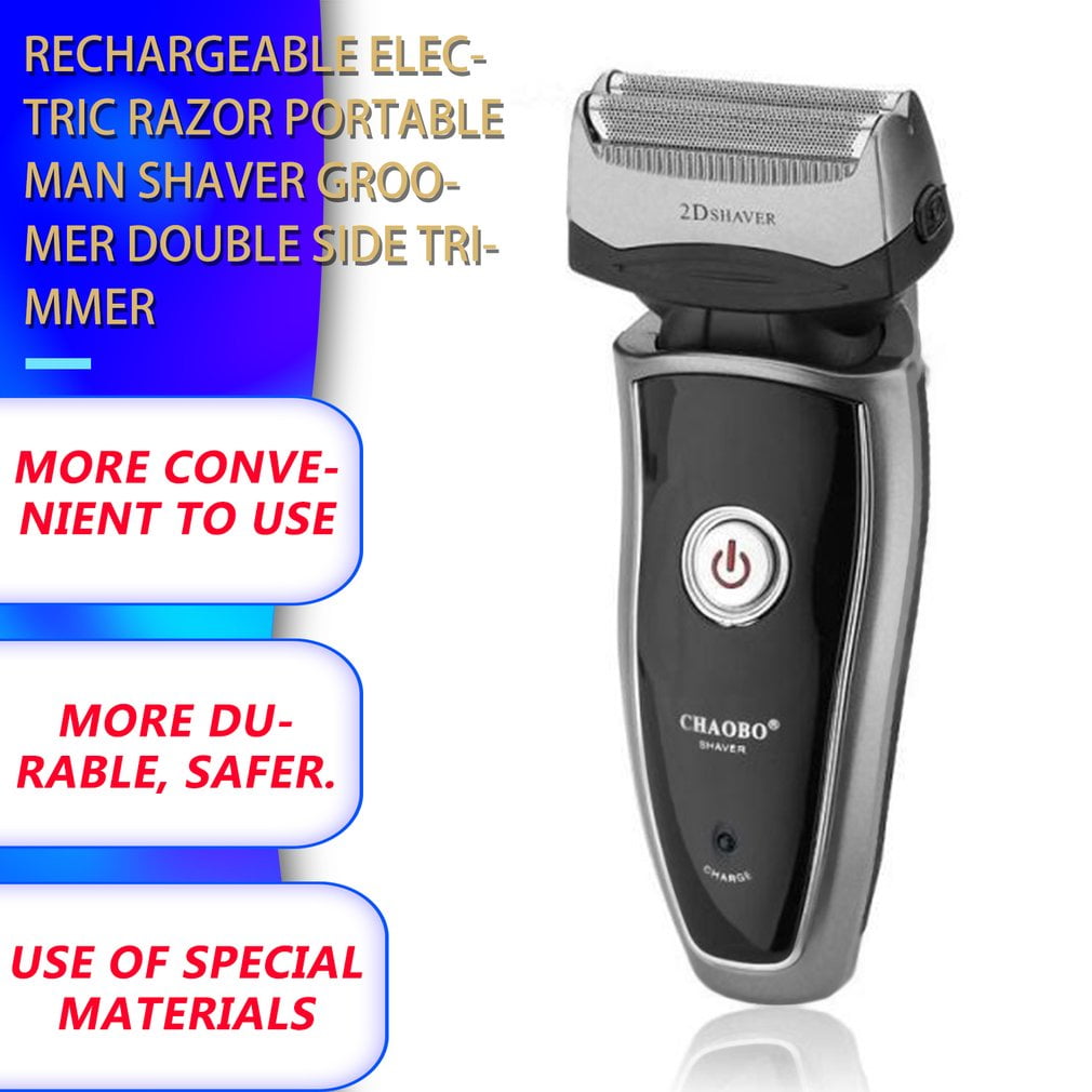 Rechargeable Electric Razor Portable Man Shaver Groomer Double Side
