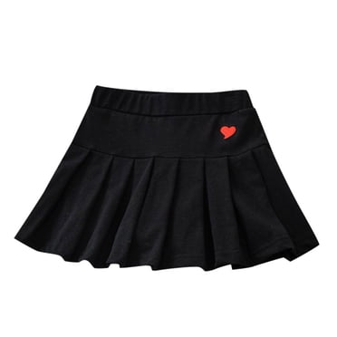 PMVFHDE Summer Dresses for Girls Girls Pleated Skirt School Skirt Mini Skirt Pleated Cheer Skirt Casual Skater Skirt,Black,8-9 Years