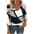 thumbnail image 2 of ICHUANYI Womens Tops Non Positioning Printed Tee Striped Tunics 3/4 Sleeve Fashion Comfy Shirt Basic Tshirts, 2 of 6