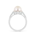 thumbnail image 2 of ANGARA Freshwater Cultured Pearl and Coffee Diamond Halo Ring in 14K White Gold for Women | June Birthstone, Birthday, Anniversary, Jewelry Gift for Women | Pearl Ring, 2 of 8
