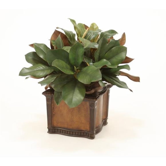 Magnolia & Dried Badam Hearts in Leather Chateau Planter