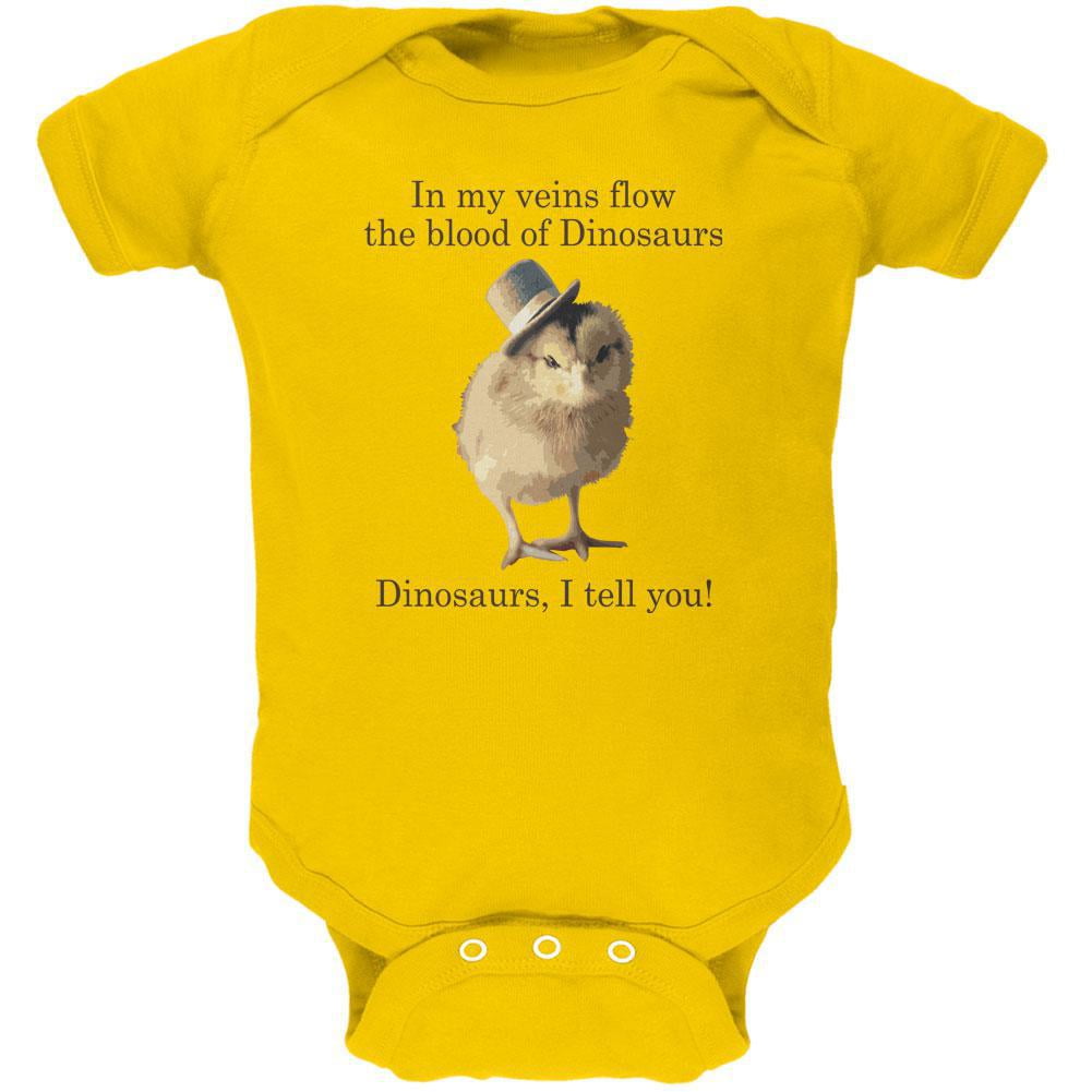 Chick Dinosaur Blood Yellow Soft Baby One Piece - 12 month Chick Dinosaur Blood Yellow Soft Baby One Piece - 12 month