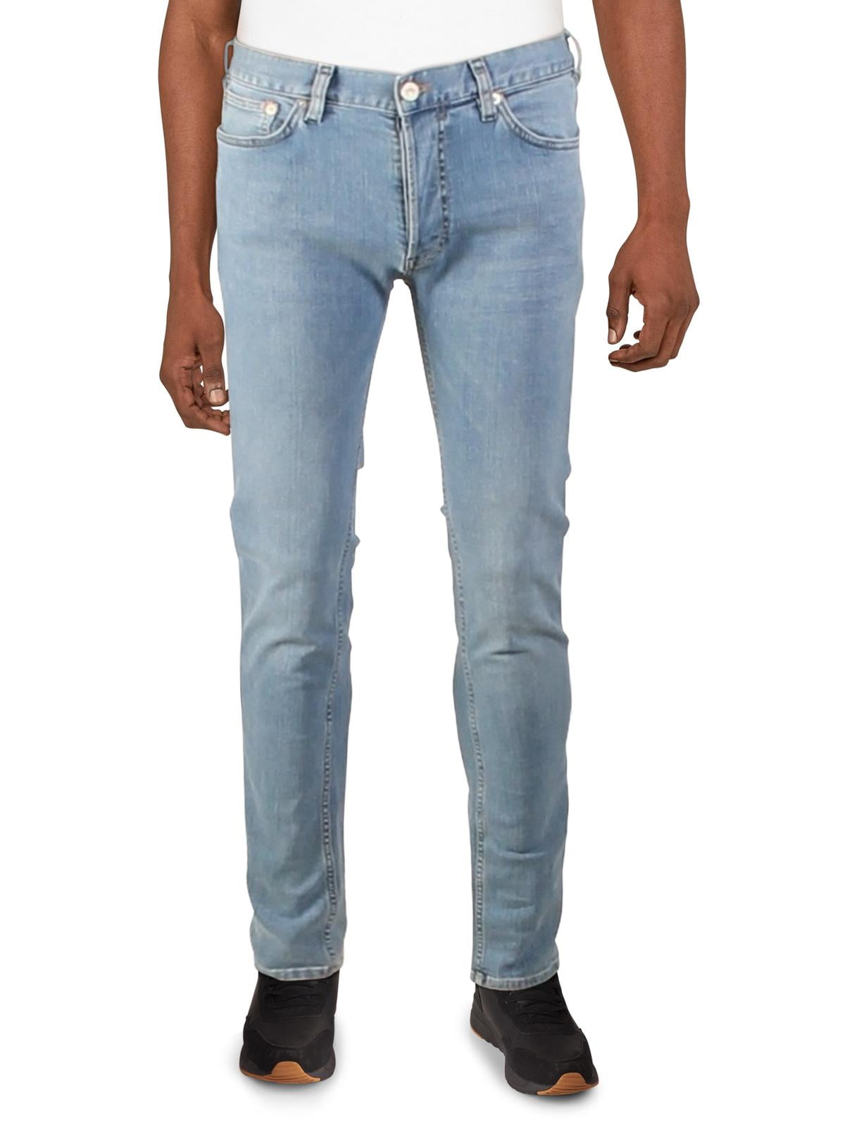 Mens Denim Button Fly Slim Jeans 