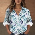 thumbnail image 3 of Towmus Long Sleeve Blouses for Women Business Printed Floral Button Down Shirts Dressy Casual Lapel Long Sleeve Tops, 3 of 5