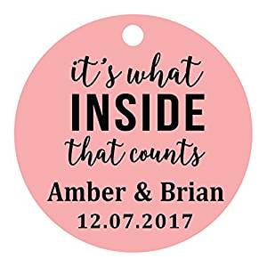 100 PCS It's What Inside That Counts Custom Gift Paper Tags Personalized Round Wedding Favor Hang Tags