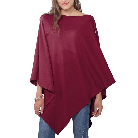 Poncho de punto rojo para mujer Shawl Wrap MissShorthair, 100 cm