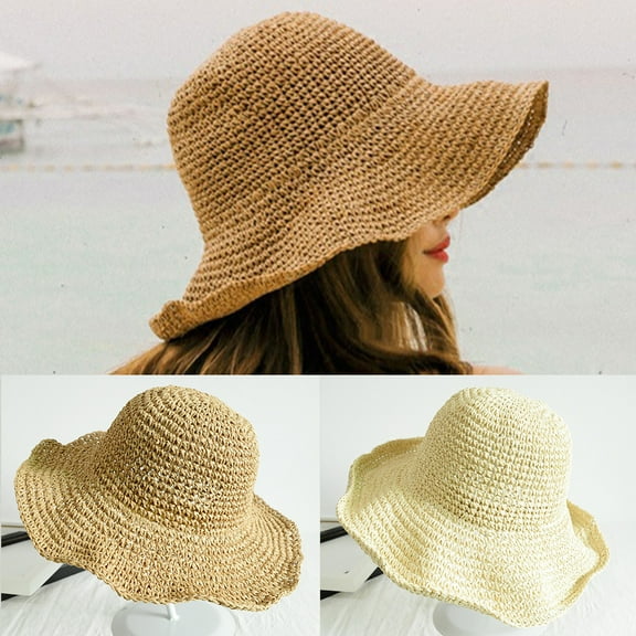 Travelwant Womens Sun Straw Hat Wide Brim Summer Hat Foldable Roll up Floppy Beach Hats for Women UPF 50 