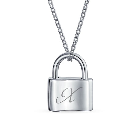 Bling Jewelry Womens X Script Initial Monogram Lock Pendant Necklace 16 Inch