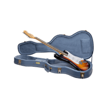 Crossrock Relief Series - Premium Wooden Case for Telecaster and Stratocaster Style Electric Guitars, featuring a Highly Textured Surface and Mink Imitation Fleece Interior - Smoke Blue