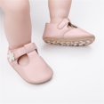 thumbnail image 5 of Baby Sock Shoes Size 0-6 Months Floral Decoration Leather Princess Soft Flats Comfort Lightweight Elastic First Birthday Pink Sneakers, 5 of 7