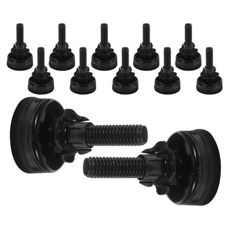 MERRYHAPY 12Pcs Furniture Feet Adjustable Black Plastic Leveling Legs For Cabinets