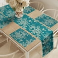 thumbnail image 2 of Ambesonne Leaf Table Runner & Placemats, Roses on Blossoming Branches, Placemat 4 pcs + Runner 12"x90", Teal Beige, 2 of 2