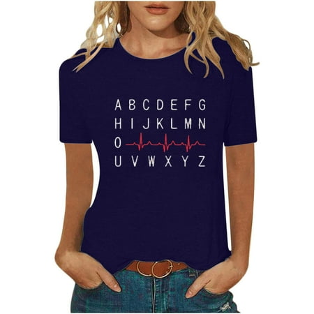 

Womens Tops Oversized T Shirts for Women Women s Trendy Tops Funny Printe CasualFit Tee Shirts Blouse Print Shirt Backless Top Womens Tops Savings Clearance White Crop Top Blue XL