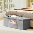 thumbnail image 2 of Topbuy Light Grey Storage Ottoman Fabric Folding Storage Chest W/ Divider Bed End Bench, 2 of 9