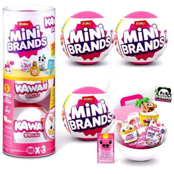 5 Surprise Mini Brands! Kawaii Kuties LOT of 3 Mystery Packs