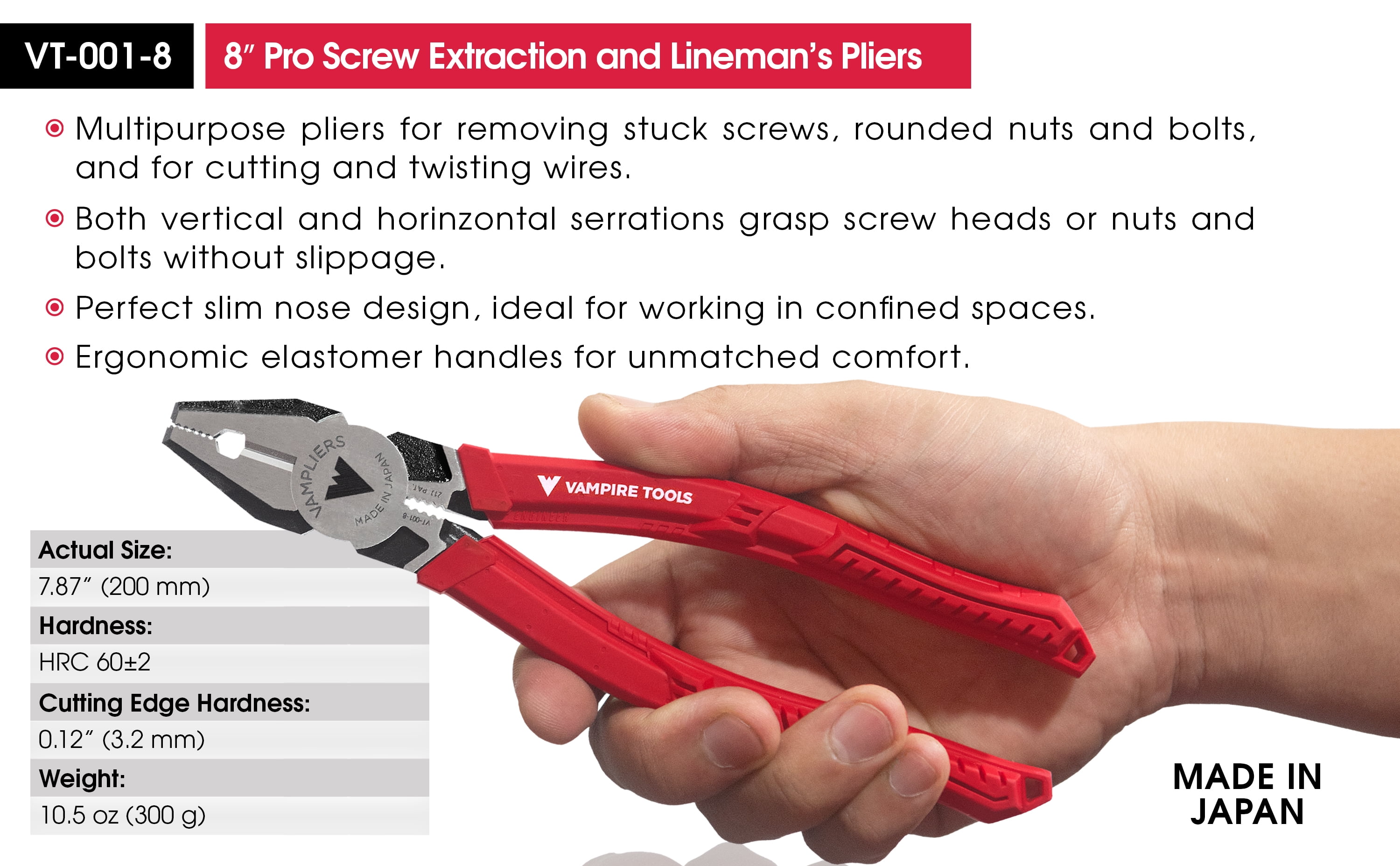 VAMPLIERS: 2-PC Specialty Screw Extraction Pliers Set. Includes 8