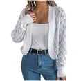 thumbnail image 2 of Fewfanhot Cardigan for Women Long Sleeve Open Front Knitted Crop Cardigan Drop Shoulder Knit Bolero Shrug Sweater, 2 of 9
