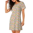 thumbnail image 2 of Easygdp Watercolor Wildflowers Camisón de manga corta para mujer, informal, estampado, 2 of 6