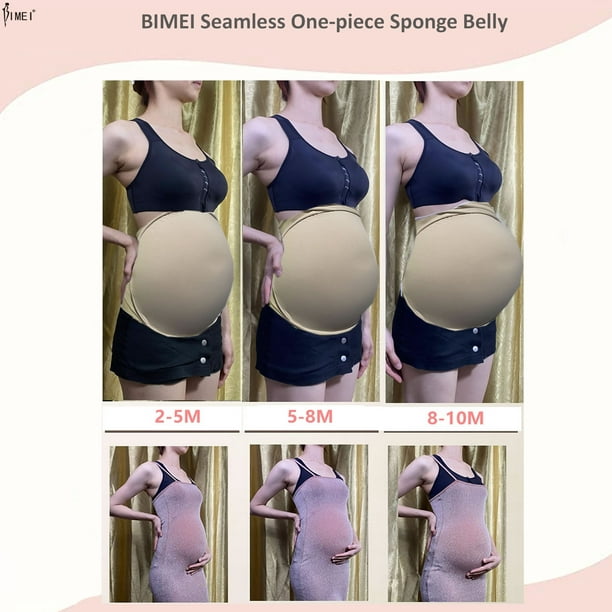 BIMEI New Sealmess Fake Pregnancy Sponge Belly with Seamless Waistband for  Movie Costume Cosplay Actor Performance Women's Novelty Pregnant Belly