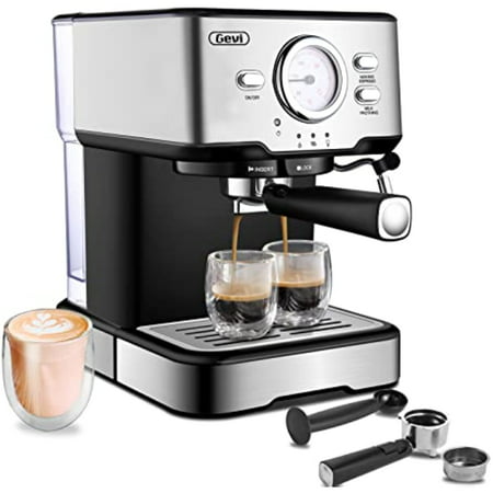 Espresso Machine 15 Bar Pump Pressure Cappuccino Coffee Maker with Milk Foaming Steam Wand for Latte Mocha Cappuccino 1.5L Water Tank 1100W Black1