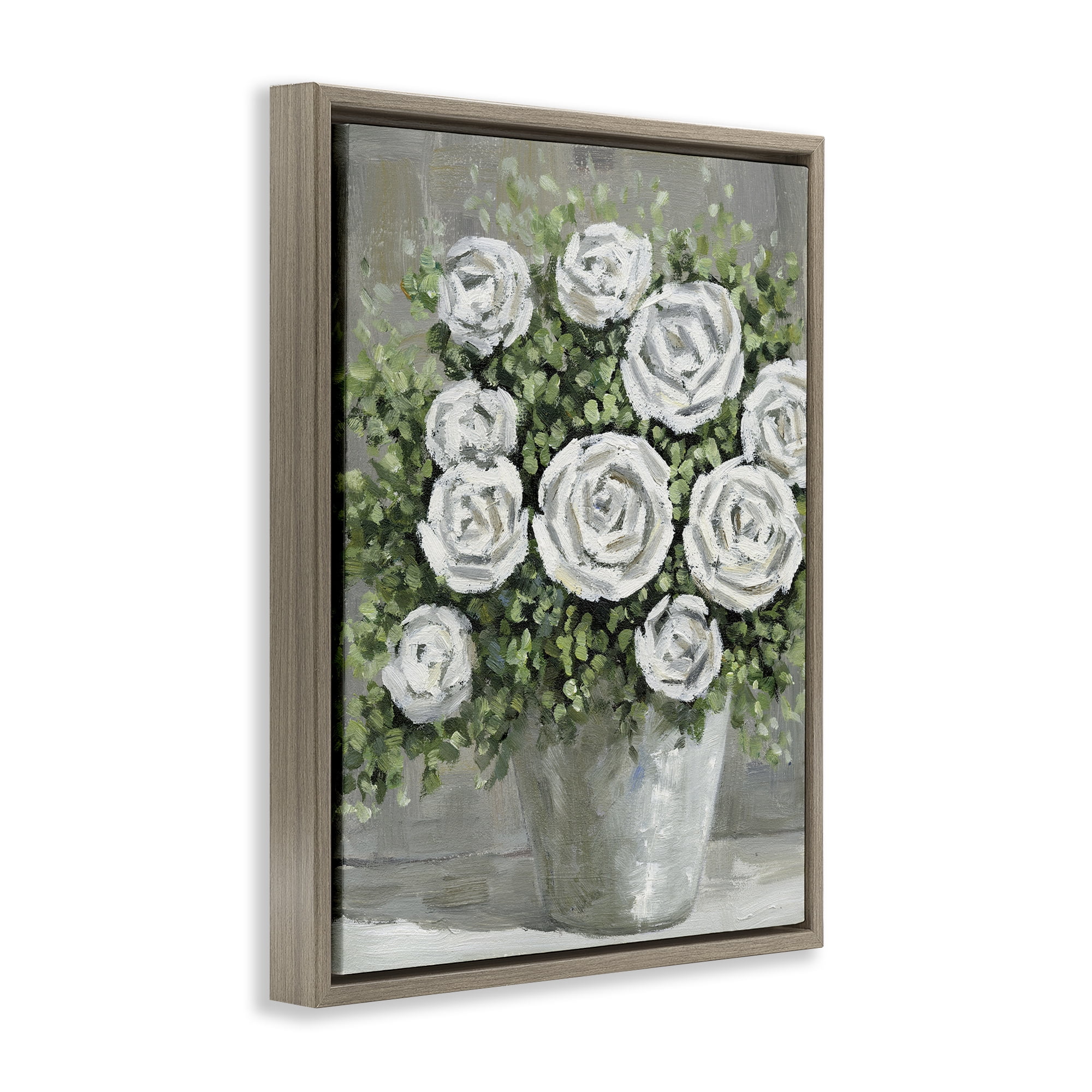Stupell Industries Potted Ranunculus Blooms Botanical & Floral Painting Brown Floater Framed Art Print Wall Art, 25 x 31