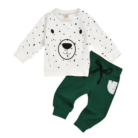 

JDEFEG Baby Boy Clothes Outfits Pants Sweatshirt Hoodie Toddler Boys Cartoon Kids Bear Tops+ Baby Set Boys Outfits&Set Summer Outfits Cotton Blend White 120