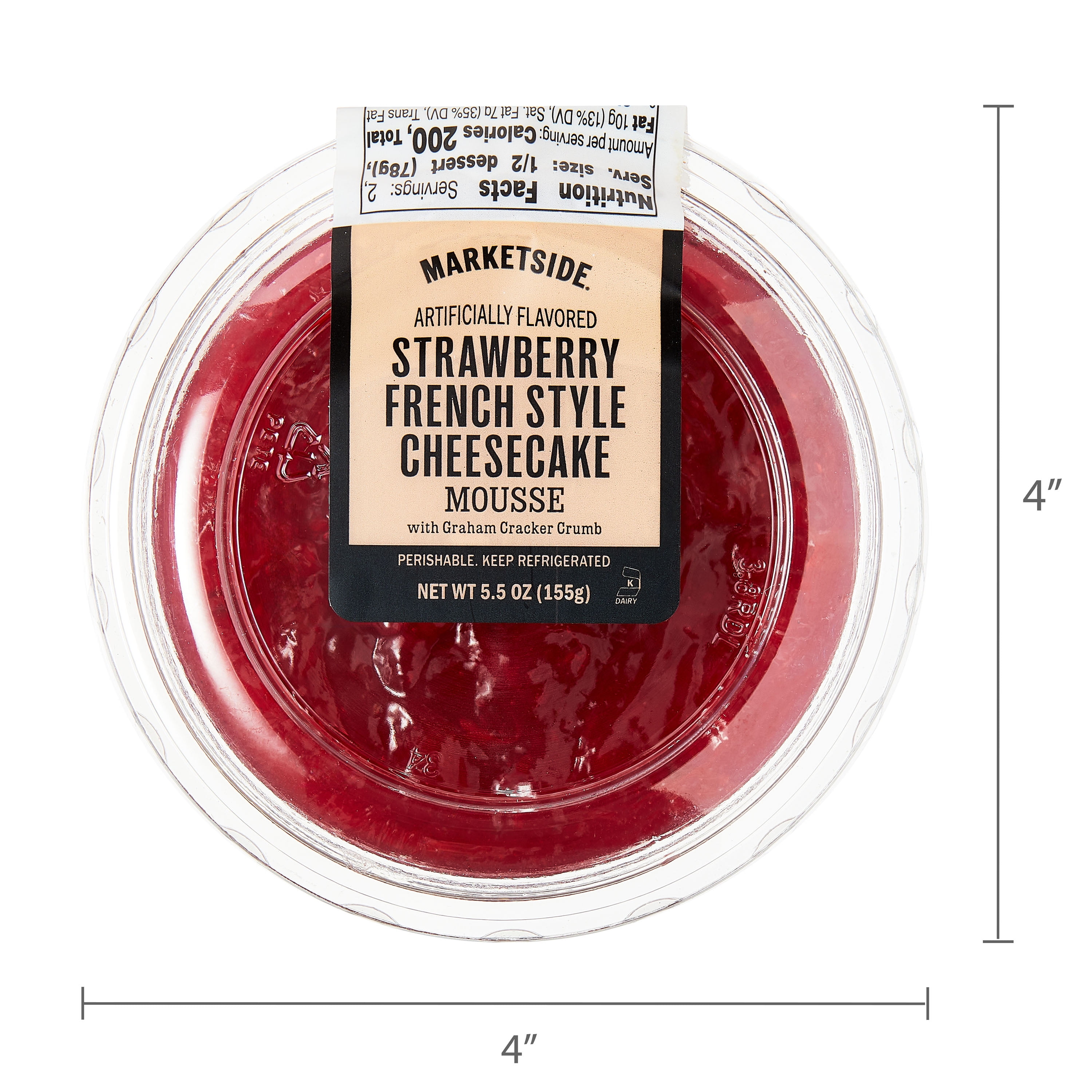 Marketside Strawberry French Style Whipped Cheese Cake Mousse Dessert Cup, Creamy, 5.5 oz
