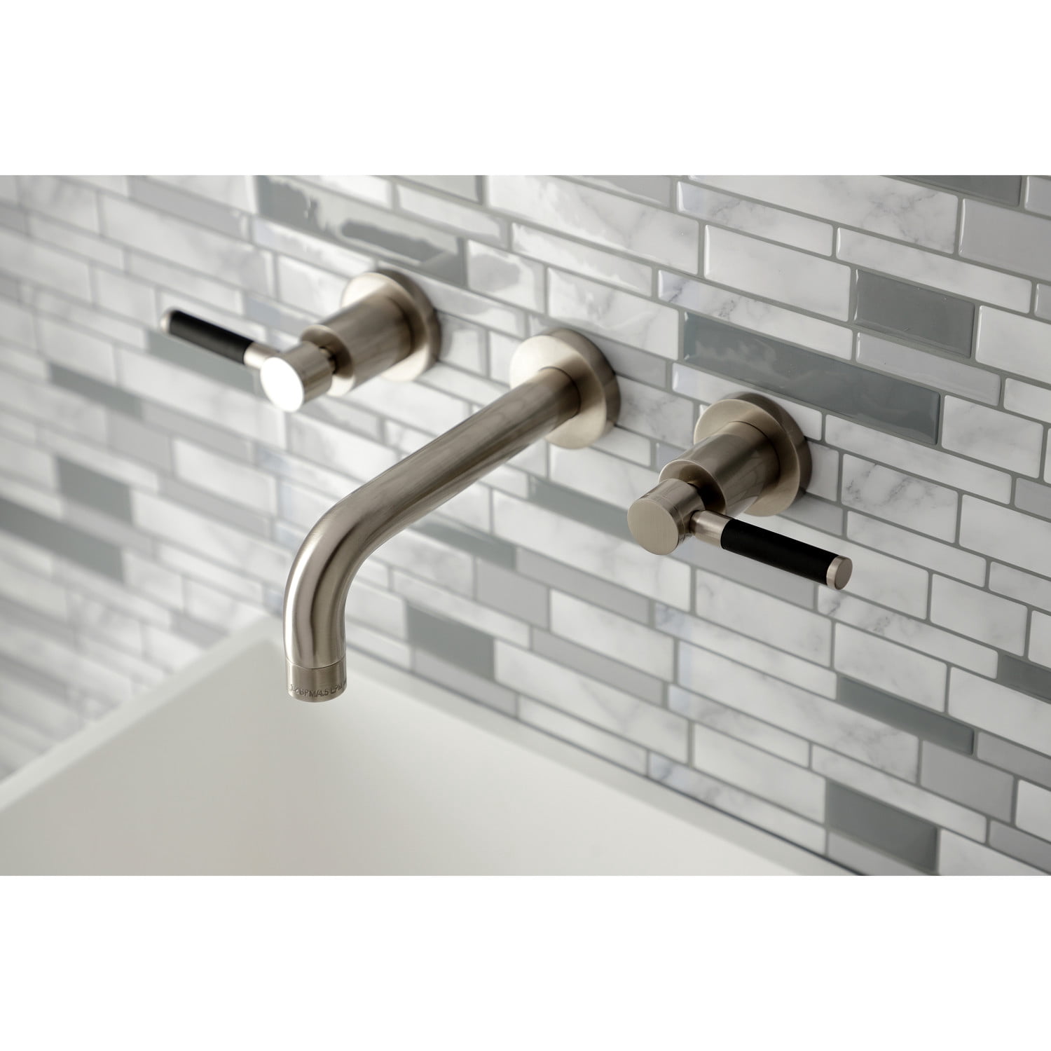 Kingston Brass KS8128DKL Kaiser 2-Handle Wall Mount Bathroom Faucet, Brushed Nickel