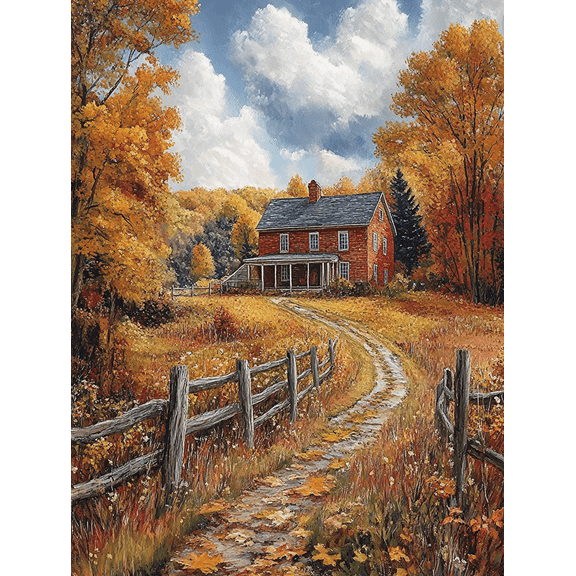 Autumn Farmhouse Wall Art/Canvas Print，Suitable for Living Room，Bedroom，Farmhouse Decor，Office，Hallway and Country Decor.