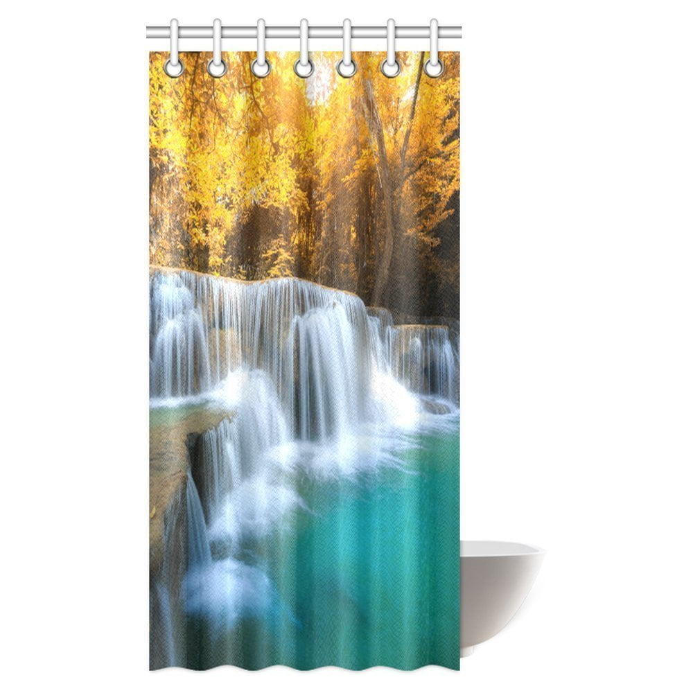 MYPOP Waterfall Landscape Decor Shower Curtain, Beautiful Waterfalls in
