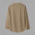 thumbnail image 6 of Mifsaly Men's Linen Shirts Mandarin Collar Long Sleeve Chinese Frog Button Tops Lightweight Casual Spring Fall Vacation Clothes Khaki,XXL, 6 of 9
