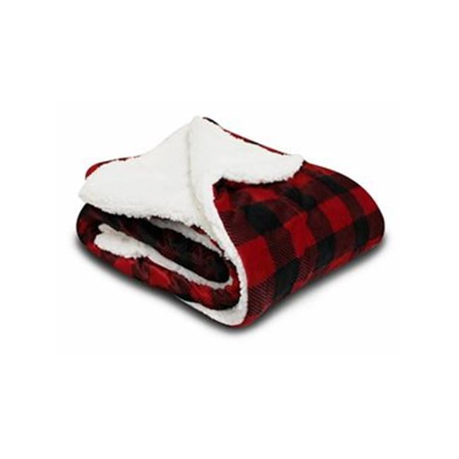 Alpine Fleece B14366710 Micro Mink Sherpa Blanket, Red Buffalo - One ...