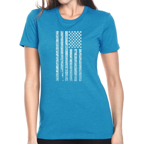 LA Pop Art Women's Premium Blend Word Art T-shirt - National Anthem Flag