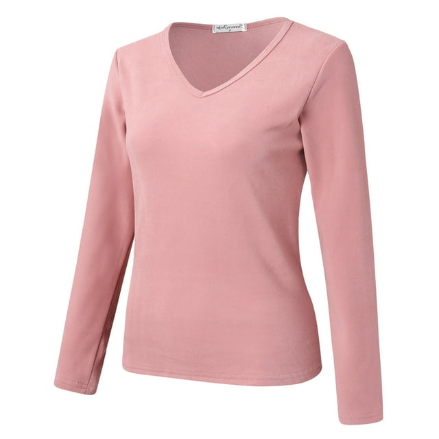 Haut à Pattes en Molleton à Col Rond pour Femmes, Rideaux Isolés Thermiques Doublés, sous-Vêtements Thermiques pour Femmes, Haut et Bas Ajustés, Hauts à Manches Longues Thermiques pour Femmes, Lot de Chandails Thermiques, Hauts d'Hiver