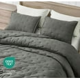 thumbnail image 3 of Chezmoi Collection Glen 3-Piece Crescent Stitched Quilt Set, Oversized King Size, Dark Gray, Rayon Derived from Bamboo & Polyester Blended, Soft Breathable Cooling Bedspread for Hot Sleepers, 3 of 9