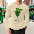 thumbnail image 2 of VBTAPA Mens St Patrick's Long Sleeve T-Shirt Shamrock Irish Waffle Shirts Lightweight Crewneck Pullover Tees Khaki XXL, 2 of 6