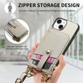thumbnail image 5 of Dteck Case for iPhone 15 Plus,Shockproof Leather Back Case with Adjustable Shoulder Strap Detachable Wallet Zipper Wallet Bag Crossbody Phone Cover,Gray, 5 of 8